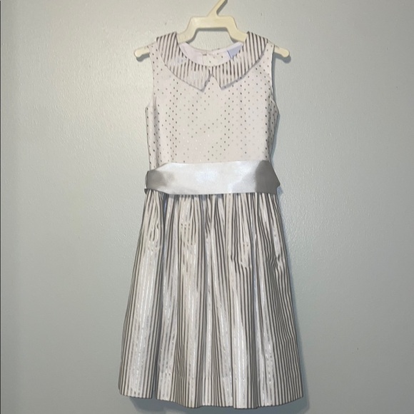 Elegant Metallic Silver Kids Dress